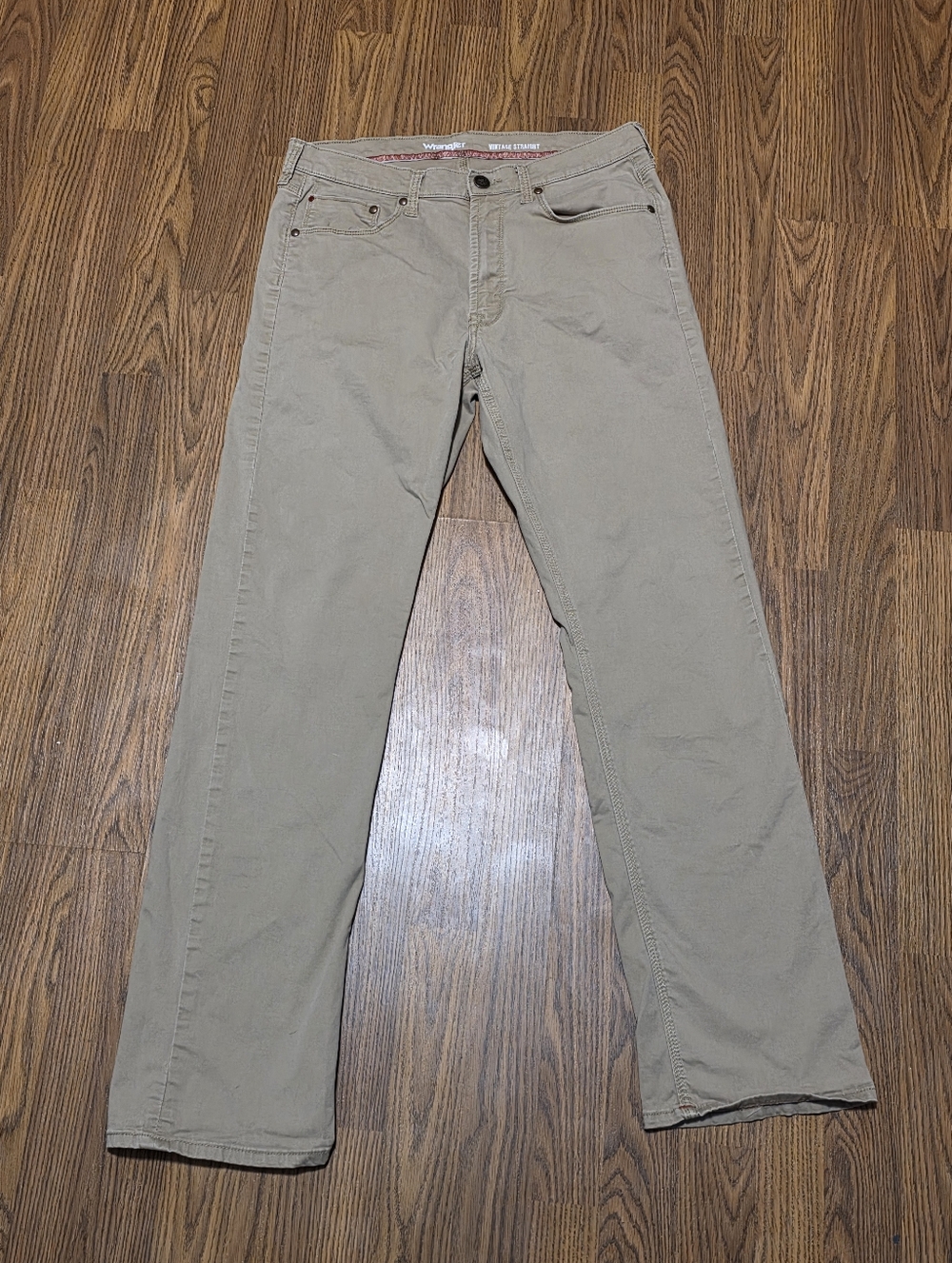 Wrangler Vintage Straight Beige Khaki Stretch Pants 32x32 Casual Workwear B26